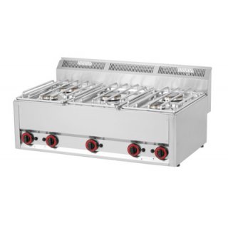 Gasherd aus Edelstahl mit 5 Kochstellen ohne Unterbauten