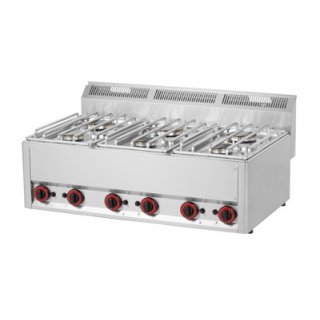 Gasherd aus Edelstahl mit 6 Kochstellen ohne Unterbauten