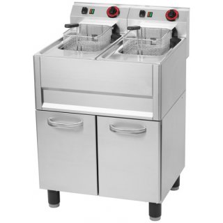 Fritteuse elektrisch doppelt 0,75 kW/l, 8+8 l mit Unterbau 400 V geschlossen