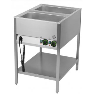 Bain Marie stationär elektrisch GN 2-1/1 Steuerung auf der kürzeren Seite mit Ablageboden
