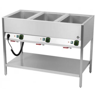 Bain Marie stationär elektrisch GN 3-1/1 Steuerung auf der längeren Seite mit Ablageboden