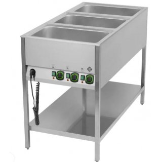 Bain Marie stationär elektrisch GN 3-1/1 Steuerung auf der kürzeren Seite mit Ablageboden