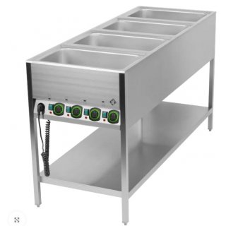 Bain Marie stationär elektrisch GN 4-1/1 Steuerung auf der kürzeren Seite mit Ablageboden