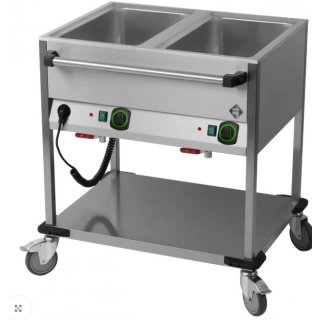 Bain Marie fahrbar elektrisch GN 2-1/1 Steuerung auf der längeren Seite mit Ablageboden