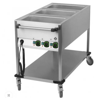 Bain Marie fahrbar elektrisch GN 3-1/1 Steuerung auf der kürzeren Seite mit Ablageboden