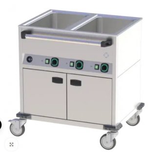 Bain Marie fahrbar elektrisch GN 2-1/1 verkleidet beheizbar Steuerung auf der längeren Seite |