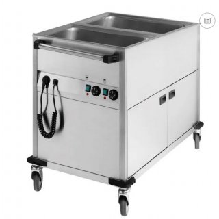 Bain Marie fahrbar elektrisch GN 2-1/1 verkleidet beheizbar Steuerung auf der kürzeren Seite