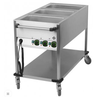 Bain Marie fahrbar elektrisch GN 3-1/1 Steuerung auf der kürzeren Seite mit Ablageboden