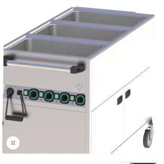 Bain Marie fahrbar elektrisch GN 3-1/1 verkleidet beheizbar Steuerung auf der kürzeren Seite