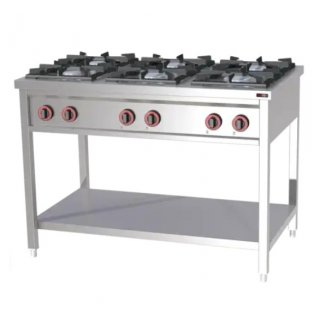 Gasherd 6 x Brenner mit offenem Unterbau